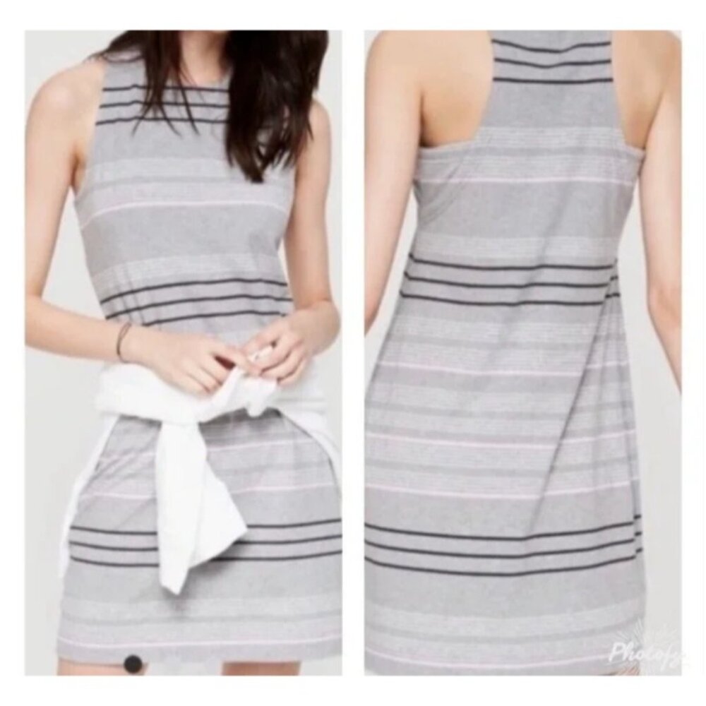 NWT Lou & Gray LOFT Tank Top Shirt Dress Size XS Extra Small Gray Striped